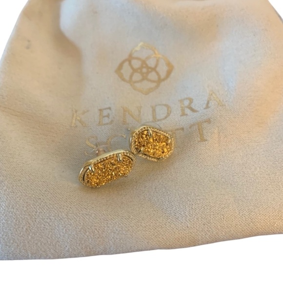 KENDRA SCOTT Ellie Drusy Gold Stud Earrings -- STUNNING!!!! - Picture 2 of 5